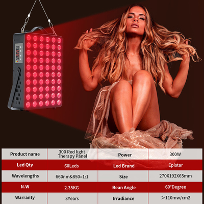 デュアルチップ 660nm 850nm 赤光療法パネル LED赤外線 300W