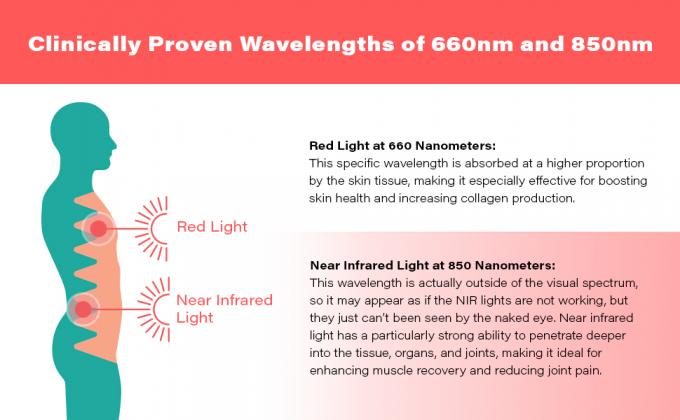 赤外線ライト療法660nm 850nmの深いティッシュの皮の健康の共同苦痛のjoovvの近くの赤灯